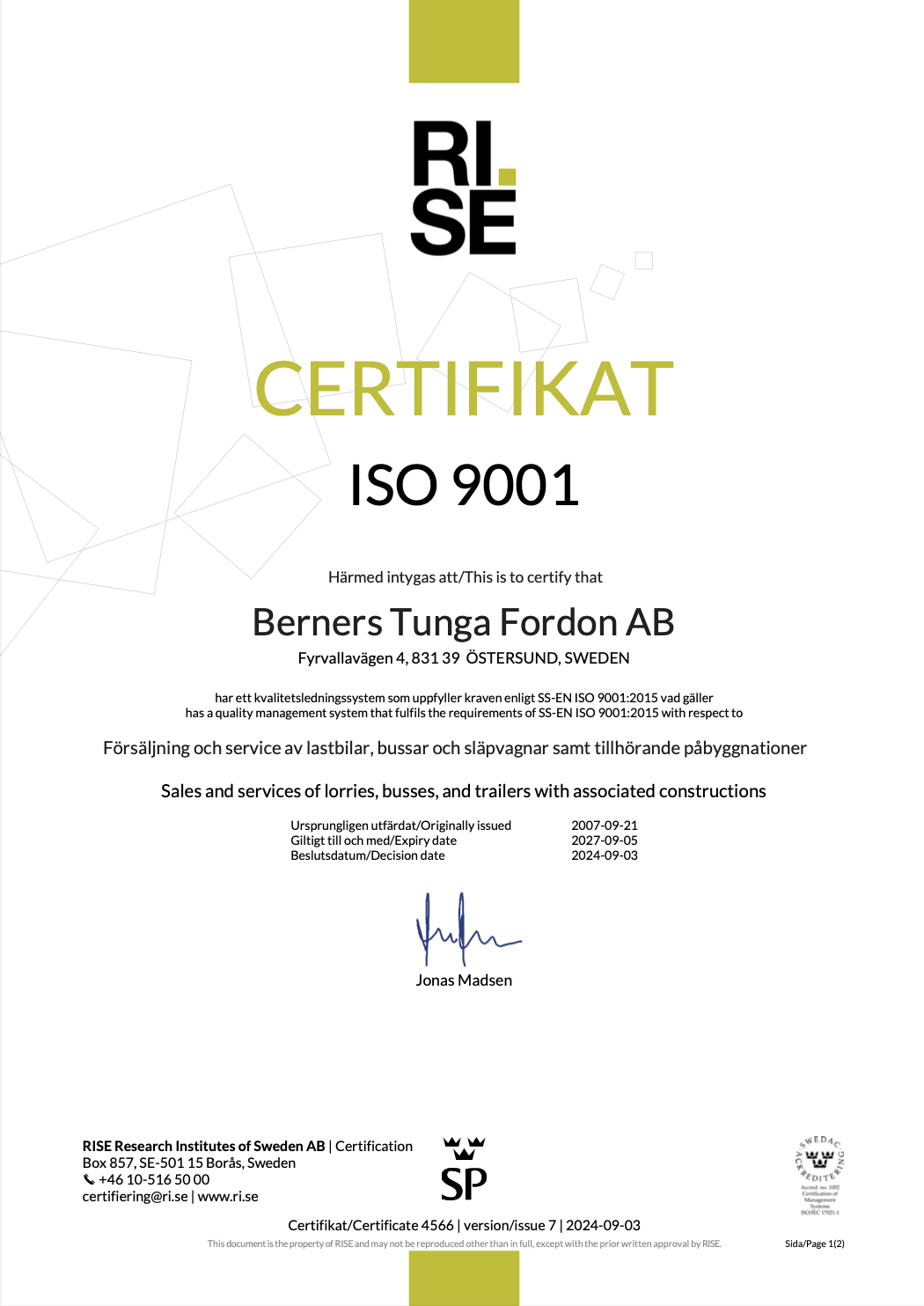 Certifikat ISO 9001